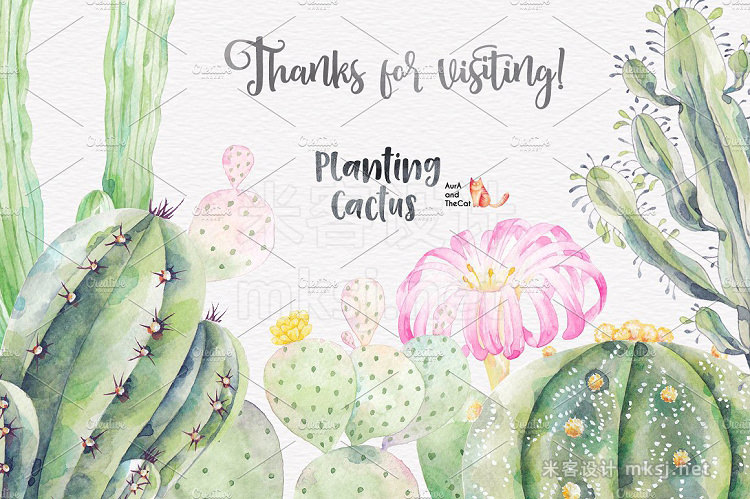 png素材 Planting Cactus Watercolor Clipart