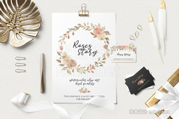 png素材 Roses Story Design Kit Watercolor