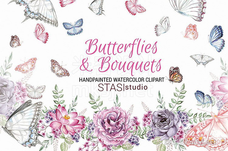 png素材 Watercolor Butterflies Clipart