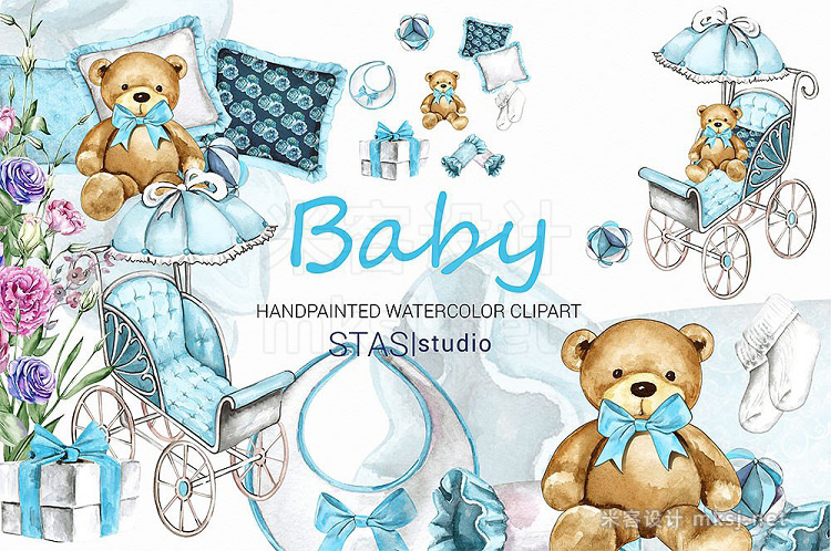 png素材 Baby Boy Watercolor Clipart