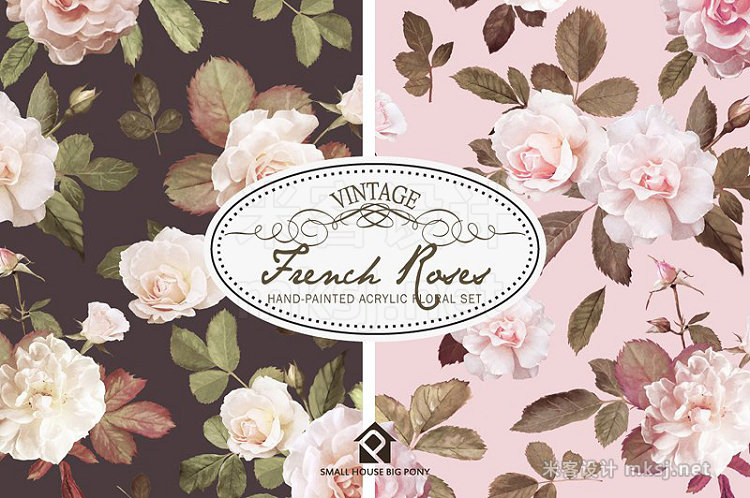 png素材 Vintage French Roses - Acrylic Paint