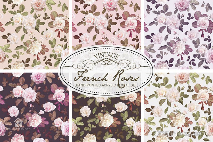png素材 Vintage French Roses - Acrylic Paint