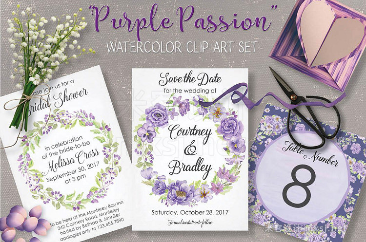 png素材 Watercolor bundle 'Purple Passion'
