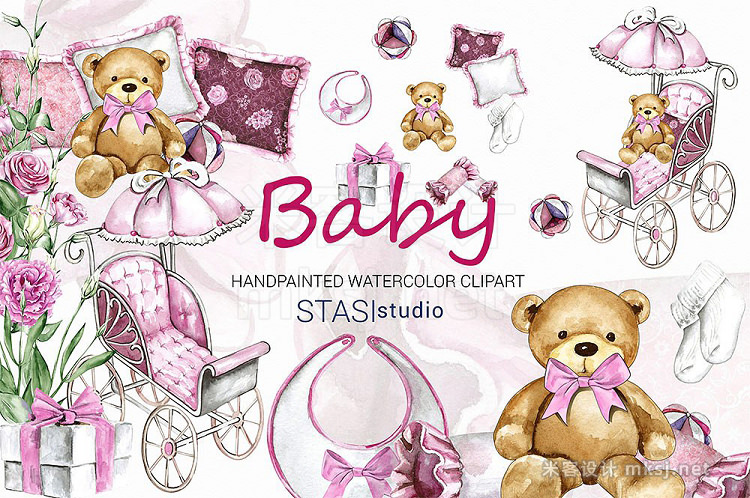 png素材 Watercolor Baby Girl Clipart