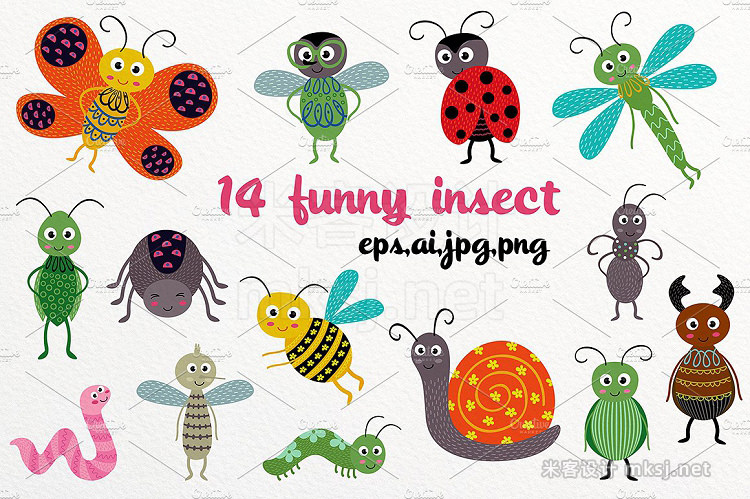 png素材 funny insect set