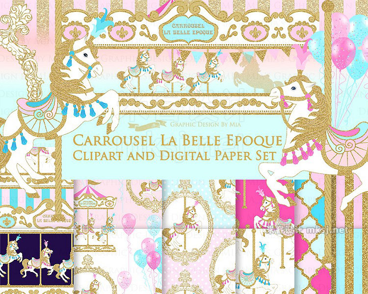 png素材 Gold Carousel ClipartPattern