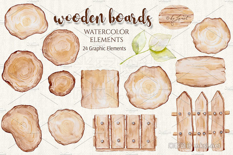 png素材 Wooden Boards Watercolor