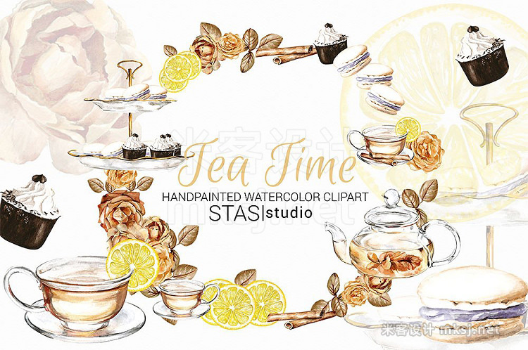 png素材 Tea Time Watercolor Clipart