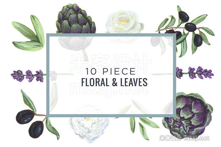 png素材 Artichoke Olive Floral Design Kit