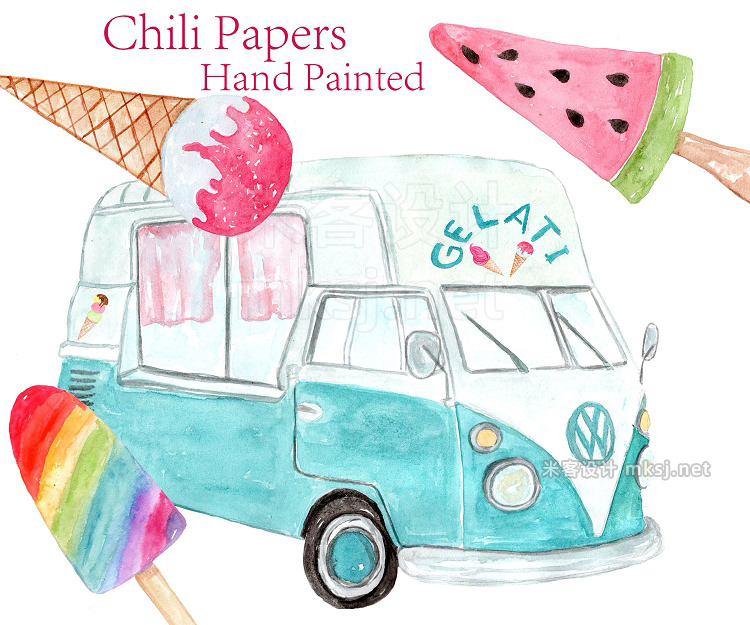 png素材 Watercolor Ice Cream clipart