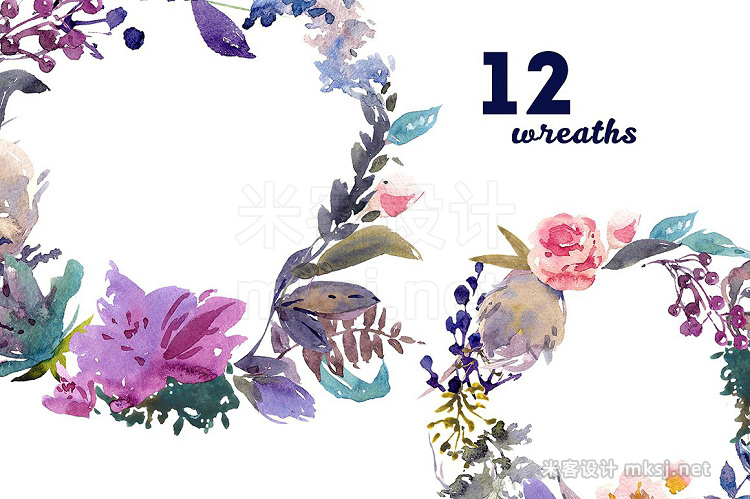 png素材 Meadow watercolor floral set
