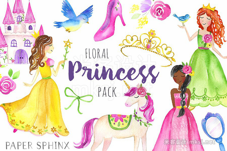 png素材 Watercolor Princess Pack