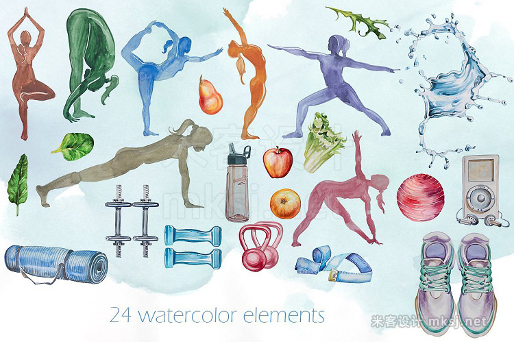png素材 Watercolor Healthy Life Clipart