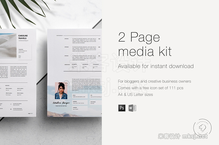 png素材 2 Page Blogger Media Kit Template