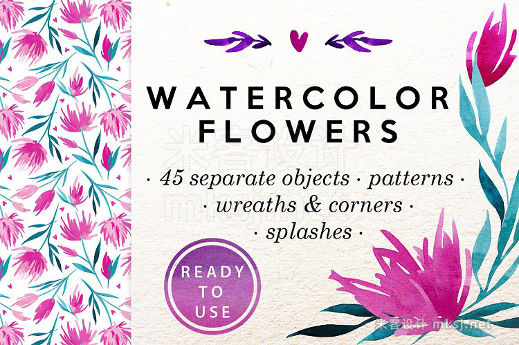 png素材 Watercolor Flowers Clip-Art Set