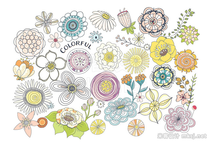 png素材 Fantasy Flower Floral Design Set