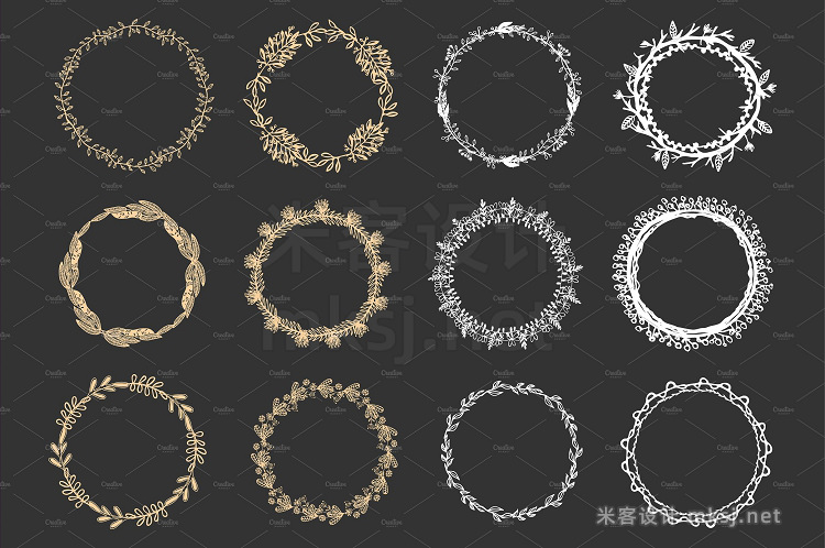 png素材 Hand drawn wreaths collection