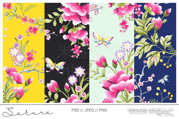 png素材 Sakura a watercolor seamless print