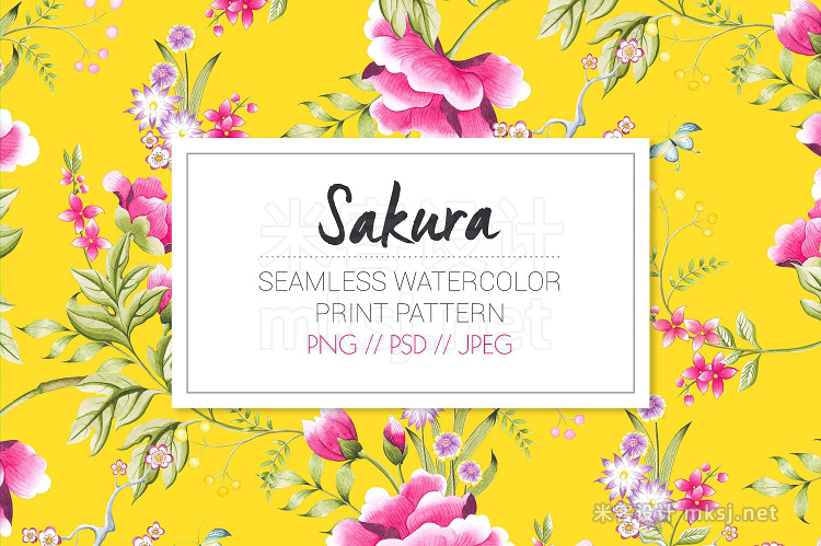 png素材 Sakura a watercolor seamless print