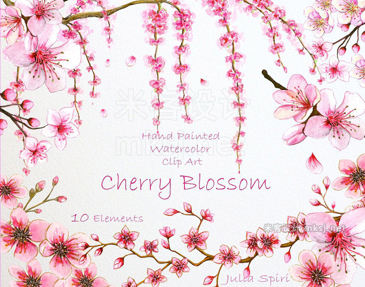 png素材 Cherry Blossom Watercolor Clip Art