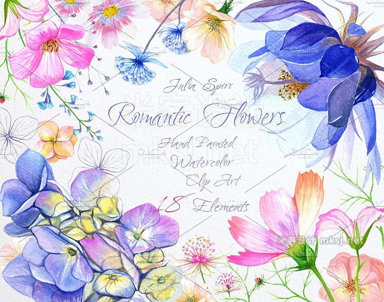 png素材 Watercolor Romantic Flowers