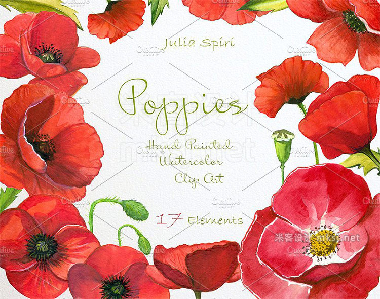 png素材 Poppies Spring Flowers Watercolor