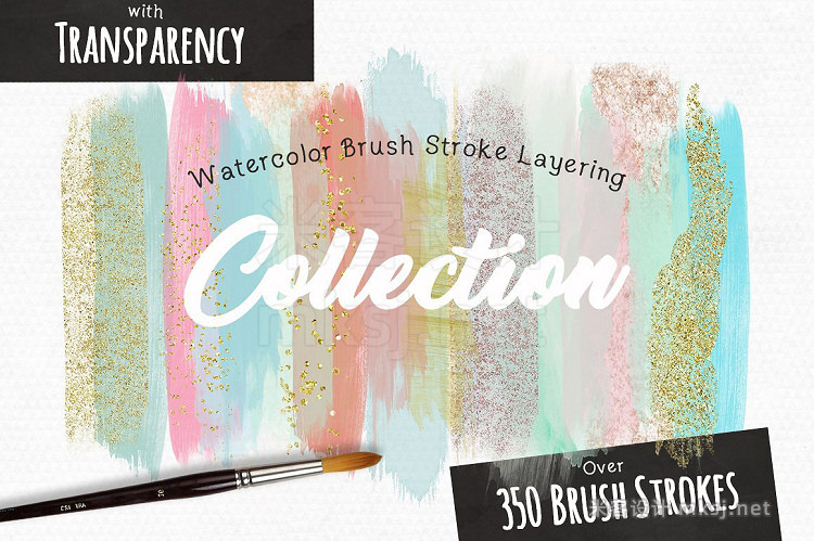 png素材 Watercolor Brush Stroke Layering Set