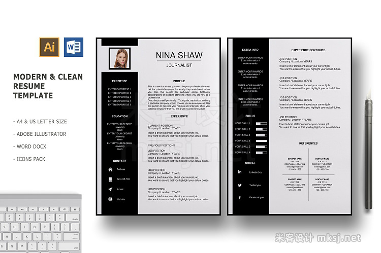 png素材 Draco 2 Pages Resume Template