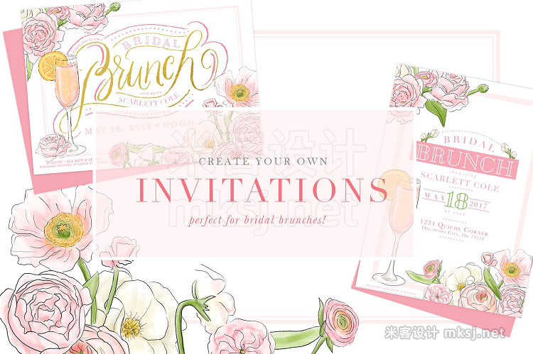 png素材 Bubbly and Blooms Design Elements