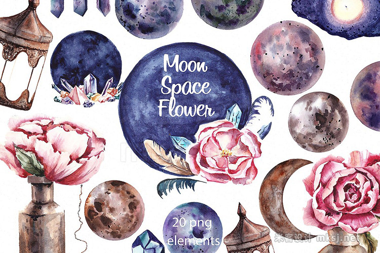 png素材 Moon Space Flower Spring clipart
