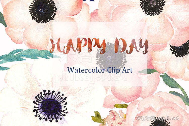 png素材 Anemones Apricot Watercolor Clipart