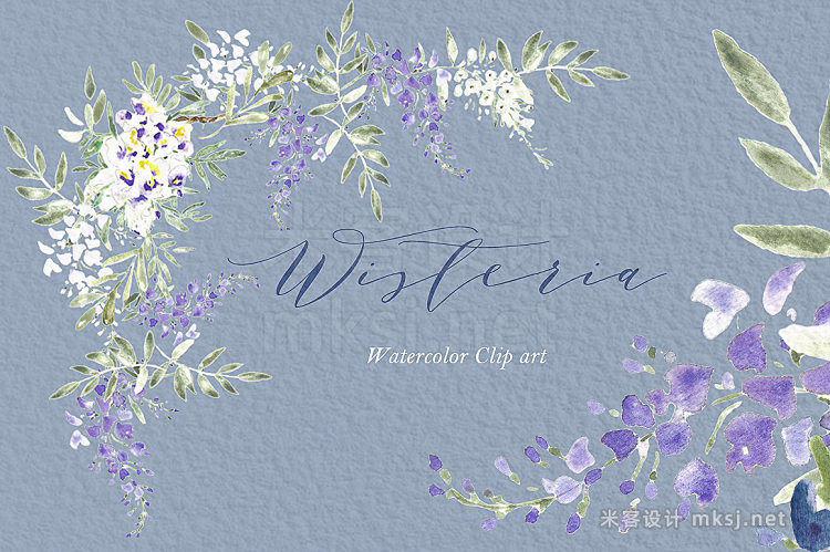 png素材 Wisteria wedding watercolor clipart