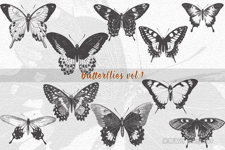 png素材 VintageVectorized-Butterfly Clipart