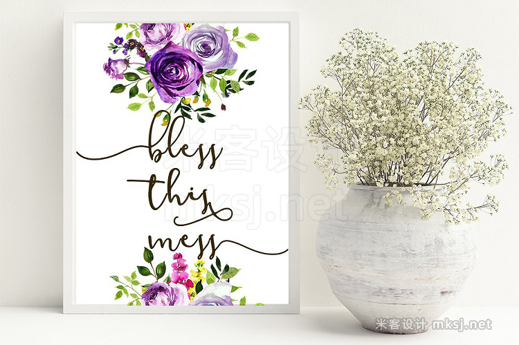 png素材 Purple Violet Flowers Clipart Set