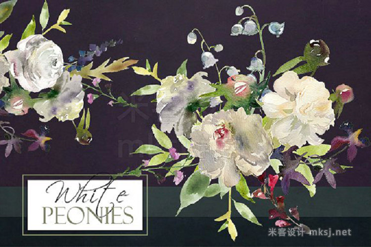 png素材 Watercolor White Flowers Clipart