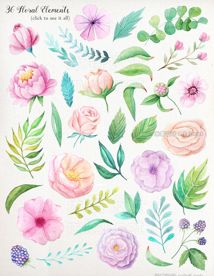 png素材 Shabby Chic Watercolor Pack