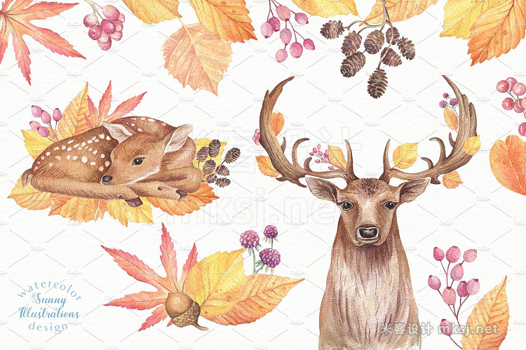 png素材 Happy Autumn-Watercolor Set