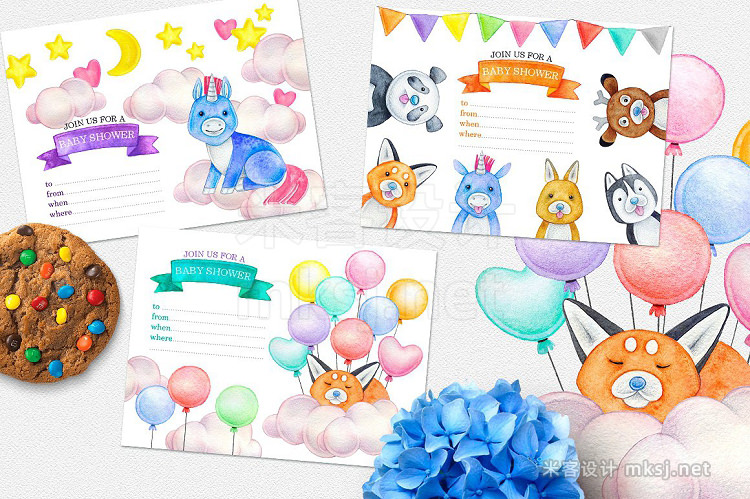 png素材 CUTE ANIMALS collection BABY SHOWER