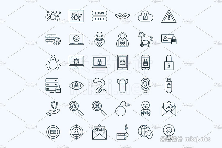 png素材 Hacker Line Art Icons