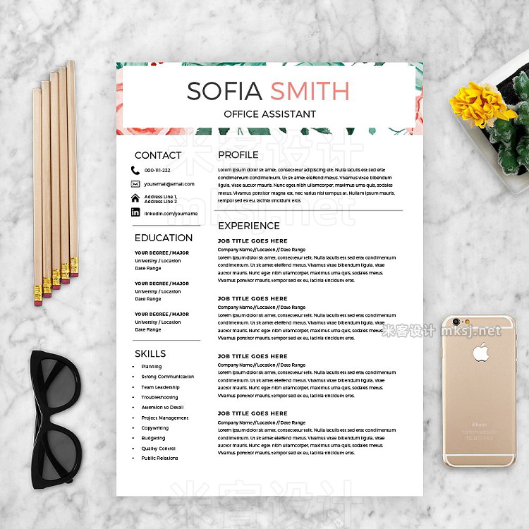 png素材 Female Resume Template