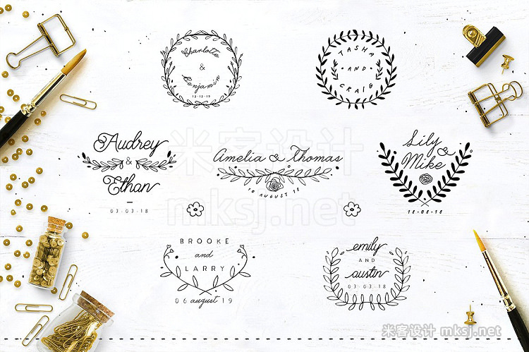 png素材 30 Save the Date Wreath Logo