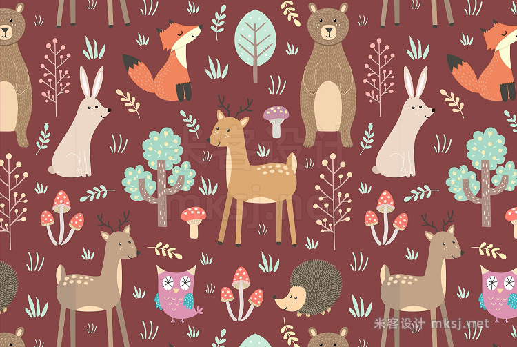 png素材 Forest seamless pattern elements