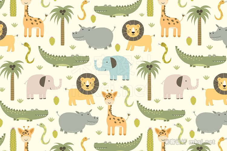 png素材 Safari animals patterns stickers