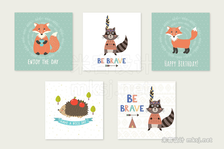 png素材 Forest Friends patterns cards