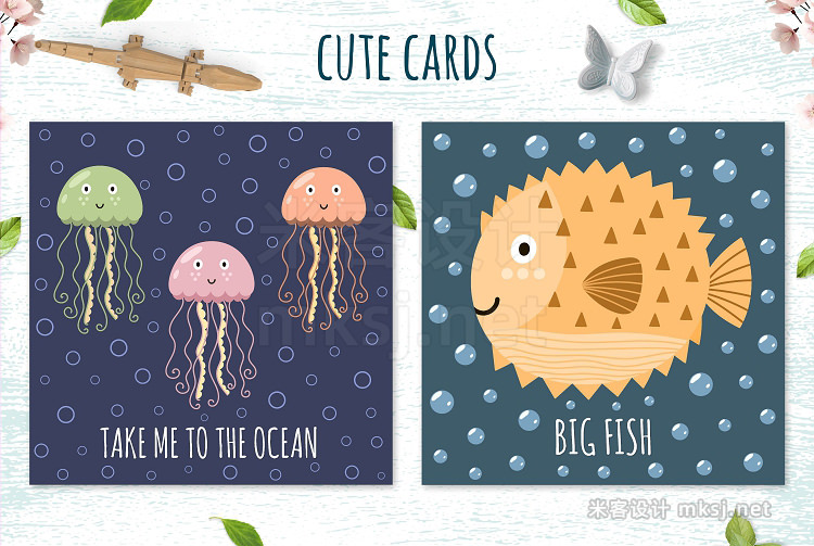 png素材 Sea Tales patterns stickers cards