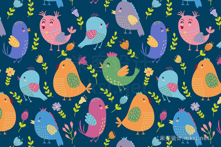 png素材 Cute Birdies patterns & clipart