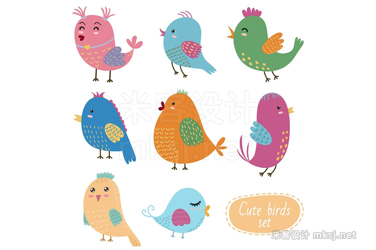 png素材 Cute Birdies patterns & clipart