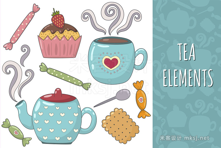 png素材 Tea Time pattern elements