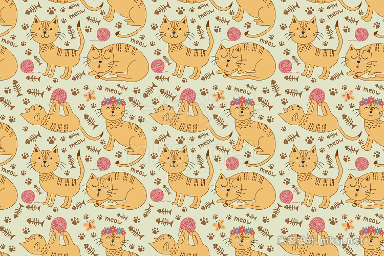 png素材 Cute cats seamless patterns