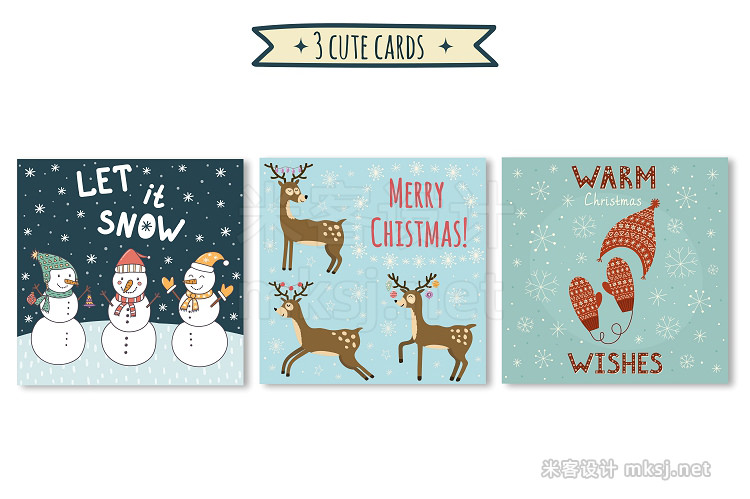 png素材 Let It Snow patterns cards